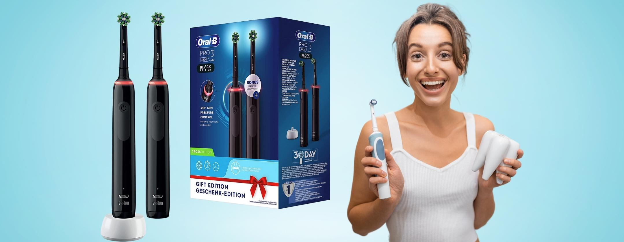 Oral-B Pro 3: due spazzolini elettrici al prezzo di uno (-45%)